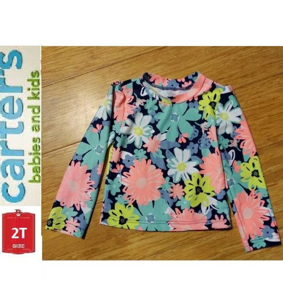 🎁5/$25  - Rashguard flower top, 2T - Picture 2 of 11